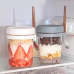 Overnight Oatmeal Cup Glass With Lid And Spoon