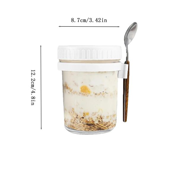 Overnight Oatmeal Cup Glass With Lid And Spoon