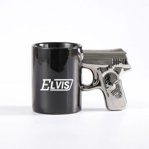 Ceramic Cup Gold Silver Pistol Mug