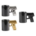 Ceramic Cup Gold Silver Pistol Mug