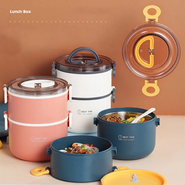 Circular Large Capacity Double Layered Lunch Box