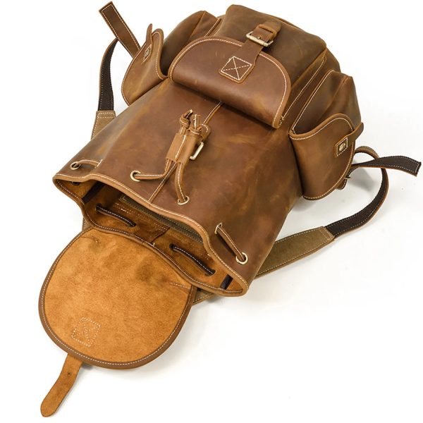 Vintage Leather Backpack For Travel