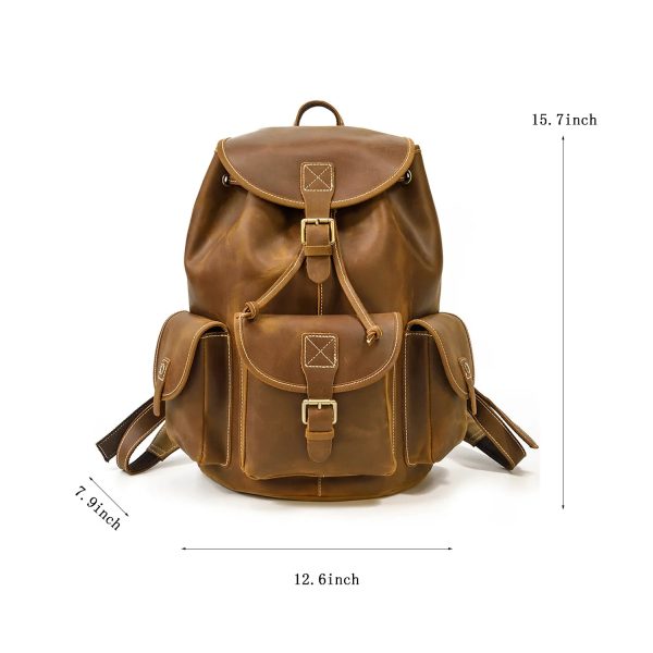 Vintage Leather Backpack For Travel