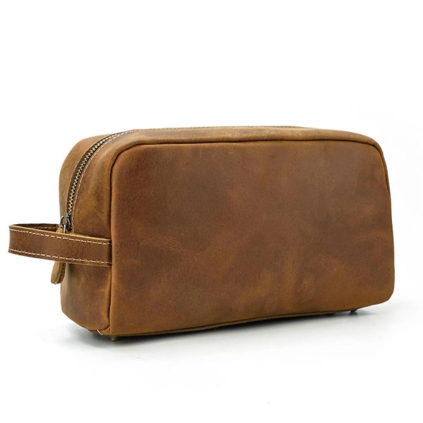 Toilet Genuine Leather Large Capacity Storage Bag