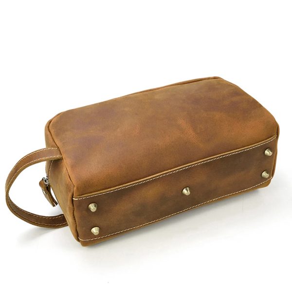 Toilet Genuine Leather Large Capacity Storage Bag