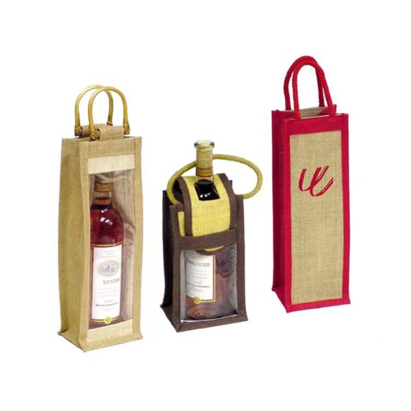 Jute Handbag Custom Red Wine Gift Bag