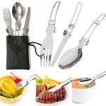 Portable 3 in 1 Folding Spoon Fork Knife Set