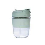 12 Oz Large Capacity Glass Water Bottle With Straw