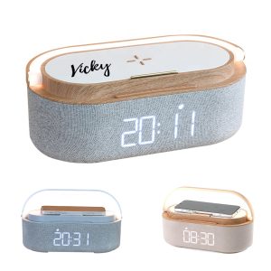 Alarm Clock With Wireless Charging Bluetooth Speaker