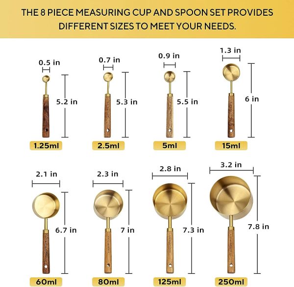 Wooden Handle Measuring Cups and Spoons Set