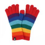 Rainbow striped knitted warm gloves