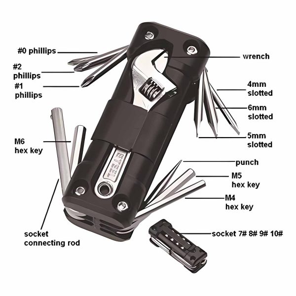 Motorcycle Bicycle Repair 16 in 1 Multifunction Gadget