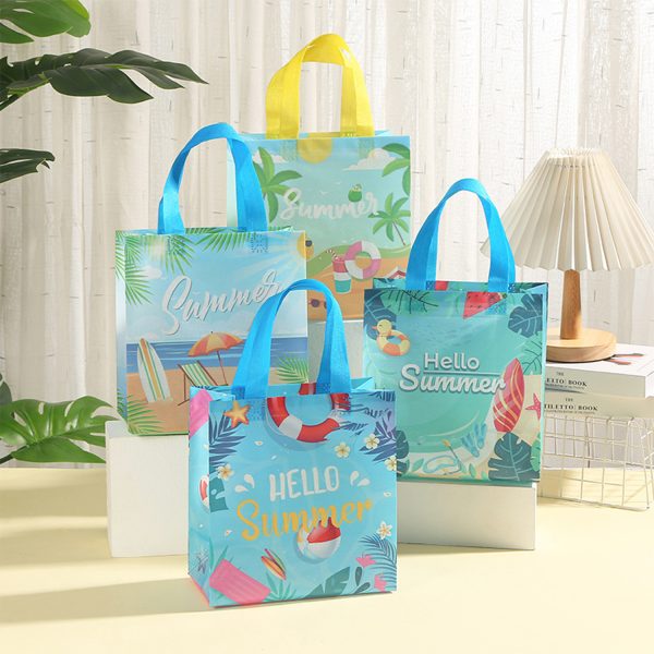 Non-woven beach printed shopping handbag