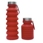 18.5 oz Collapsible Silicone Water Bottle With Carabiner