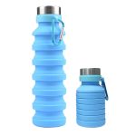 18.5 oz Collapsible Silicone Water Bottle With Carabiner