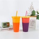 24oz Color Changing Reusable Straw Tumbler