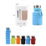 18.5 oz Collapsible Silicone Water Bottle With Carabiner