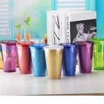 17 oz double wall plastic cup with lid