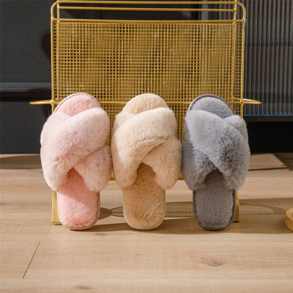 Winter Soft Plush Cozy Open Toe Slippers