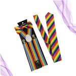 Rainbow Suspenders W/ Bow Tie Three-piece Set