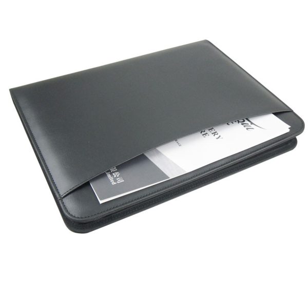 Multifunctional leather zipper business folder