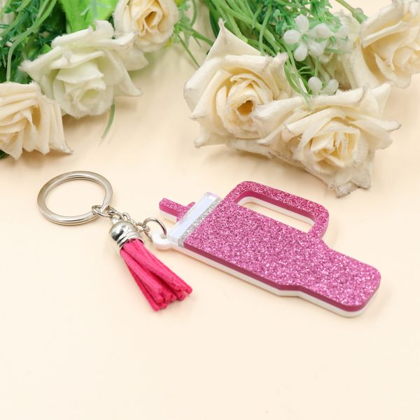 Sequin cup shaped keychain