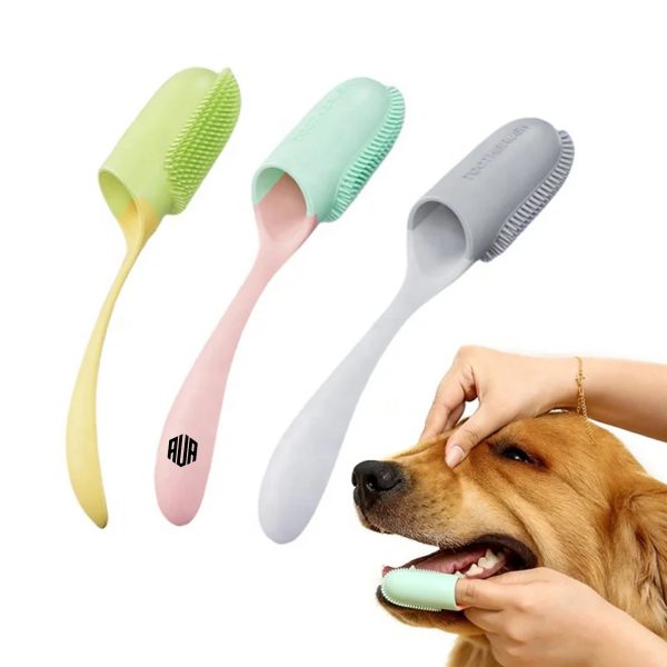 Soft gel pet tooth cleaning brush with handle