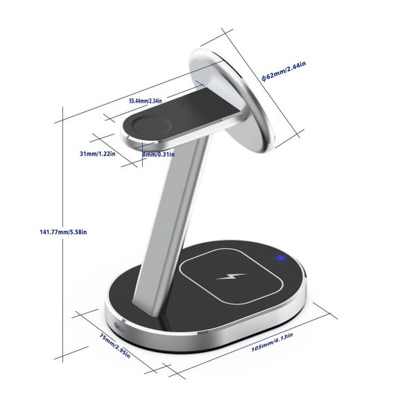 Magnetic all-aluminum alloy 15W 3-in-1 wireless fast charger