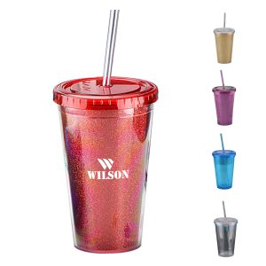 17 oz double wall plastic cup with lid