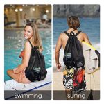 Beach drawstring mesh backpack with wet bag