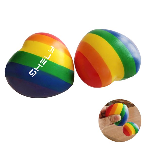 PU Rainbow Heart Stress Reliever Squeeze Ball