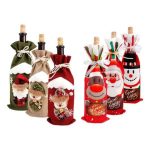 Christmas Santa Claus Wine Bottle Covers Drawstring Bags