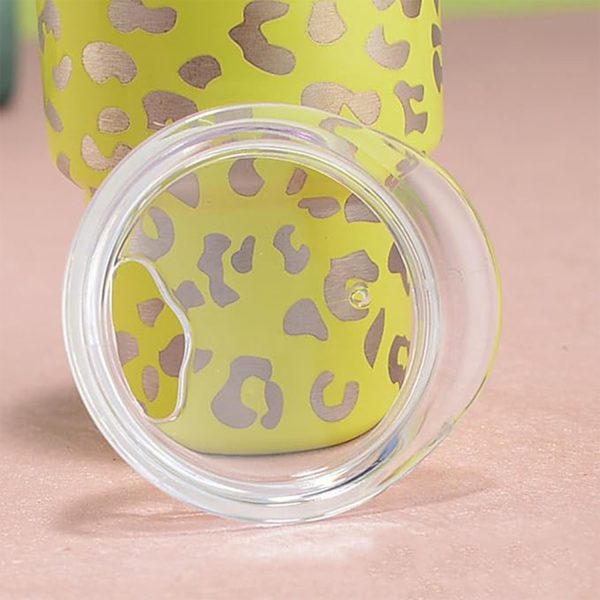 2 OZ Mini Leopard Print With Straw Stainless Steel Party Cup