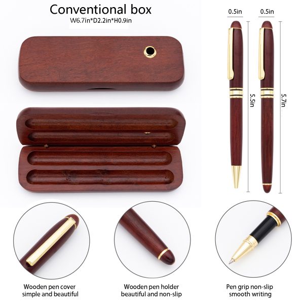 Red bamboo wooden box unisex jewel business signature pen