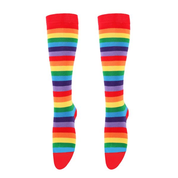 Rainbow Striped Knee High Tube Socks