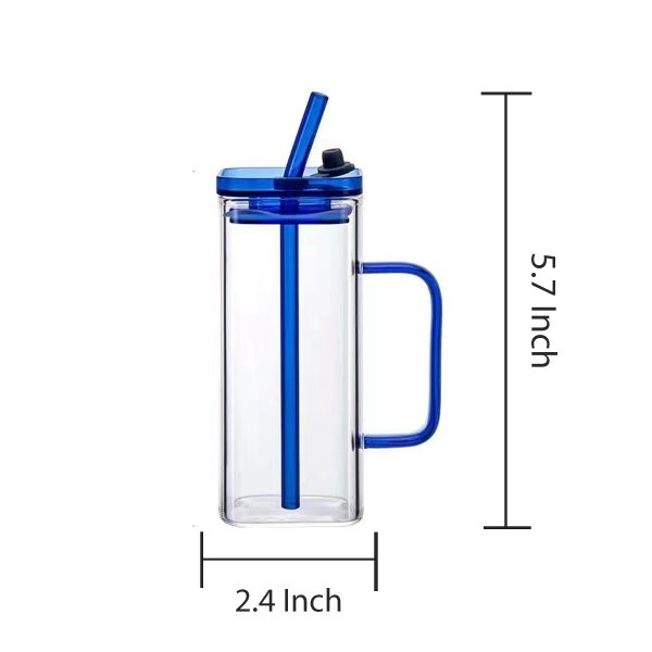 13.5 Oz. Glass Tumbler with Straw and Acrylic Lid