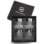 Whiskey Glass Set of 4 with Luxury Gift Box