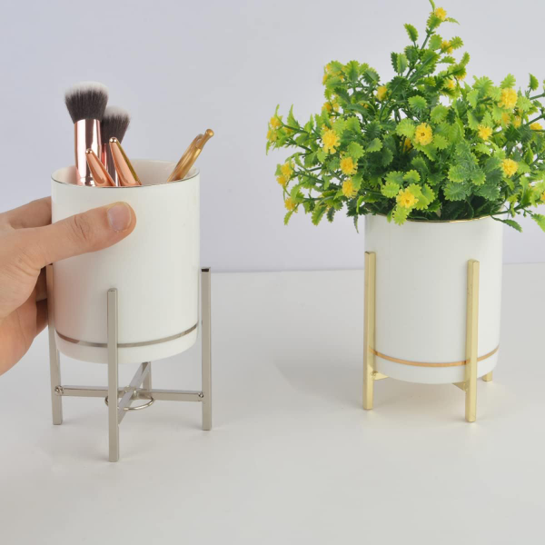 Durable Ceramic Gold Bracket Pen Holder