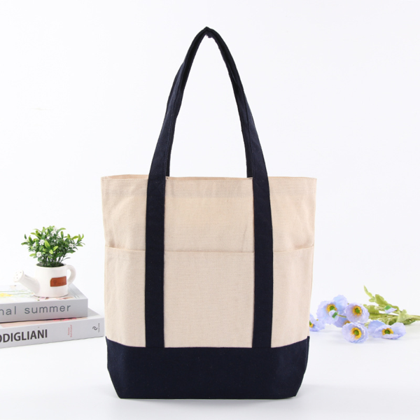 Daily Essentials Canvas Tote Bag With An External Pocket