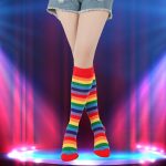 Rainbow Striped Knee High Tube Socks