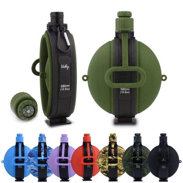 Silicone Portable Foldable Water Bottle With Compass