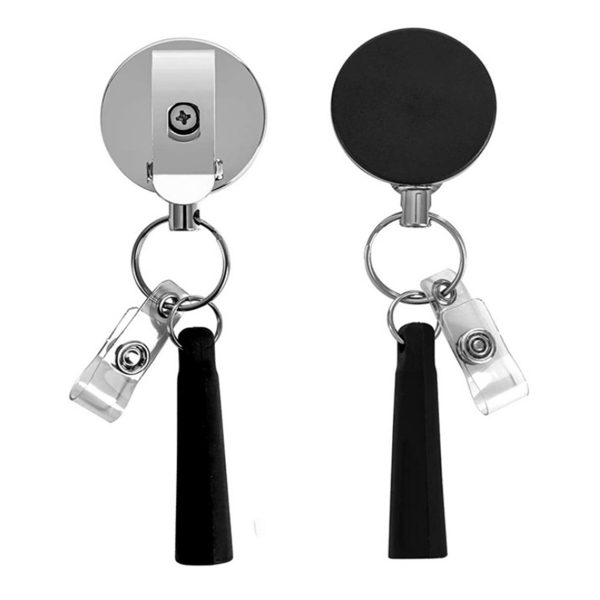 Metal retractable keychain with pen holder