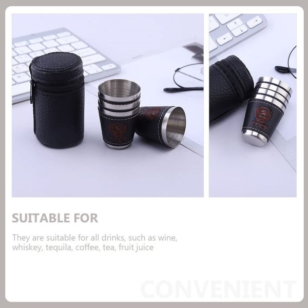 2.4OZ Portable Stainless Steel Wine Shot Glass 4 Pcs Set