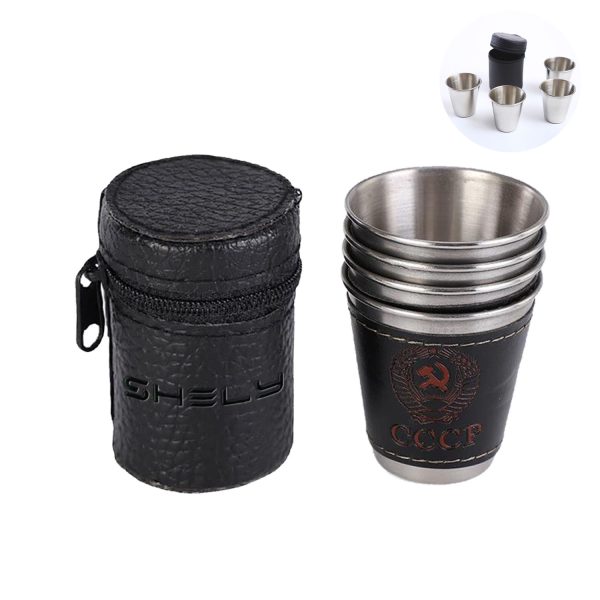 2.4OZ Portable Stainless Steel Wine Shot Glass 4 Pcs Set