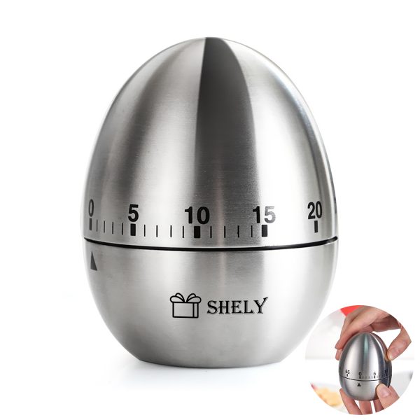 Egg Kitchen Timer Stainless Steel Mechanical Rotating Alarm