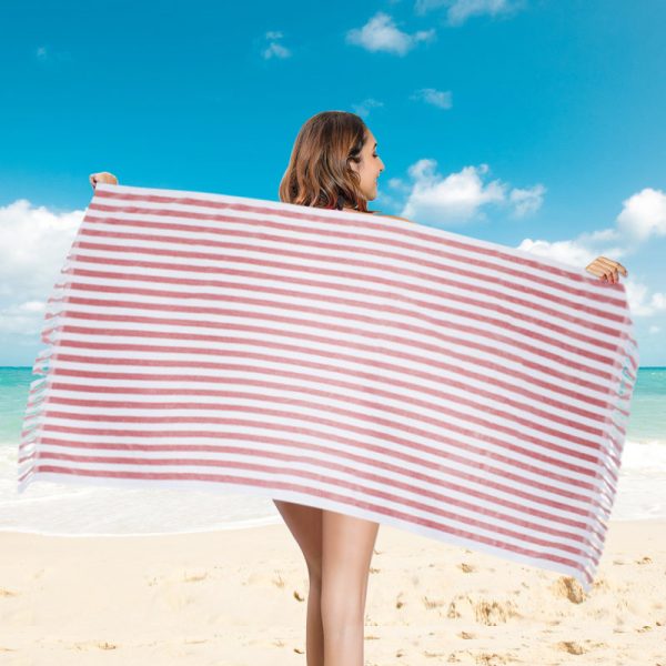 Cotton tassel shawl striped bath towel