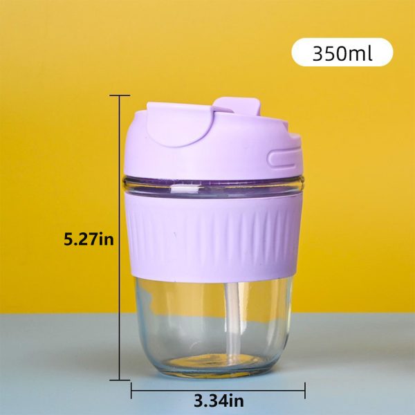 12 Oz Large Capacity Glass Water Bottle With Straw