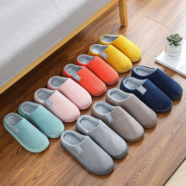 Solid-colored Plush Warm Slippers