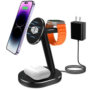 Magnetic all-aluminum alloy 15W 3-in-1 wireless fast charger