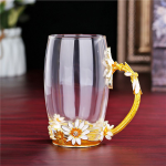 Gifts for Aunt Enamel Flower Glass Mugs Tea Cup With Spoon